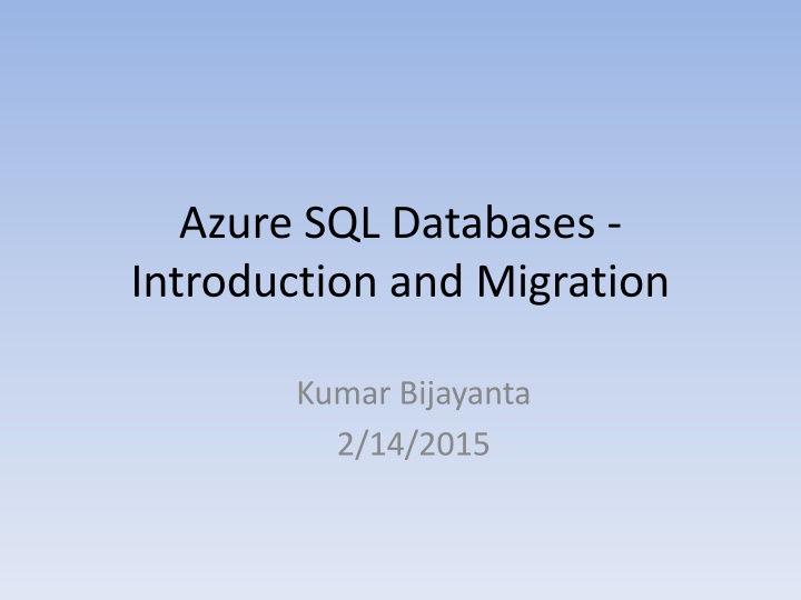 azure sql databases introduction and migration