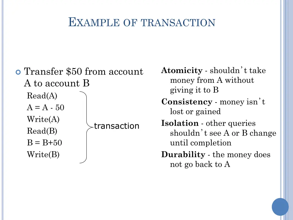 e xample of transaction