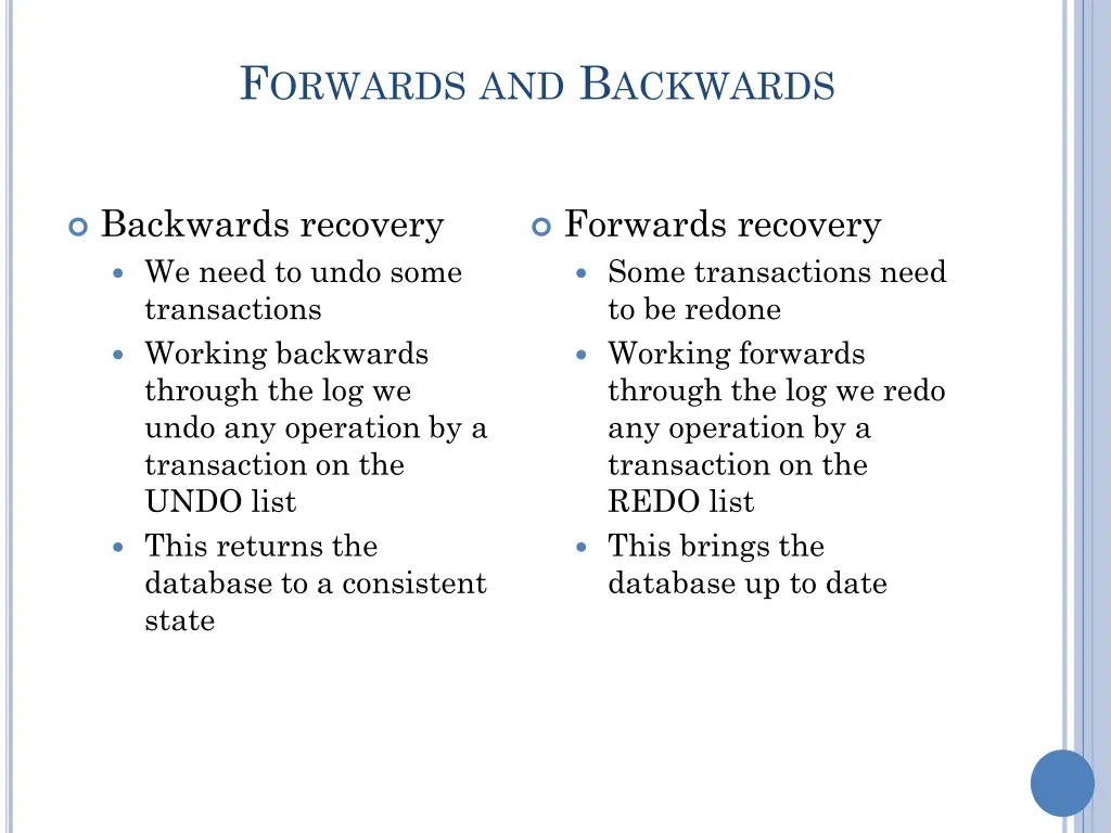 f orwards and b ackwards