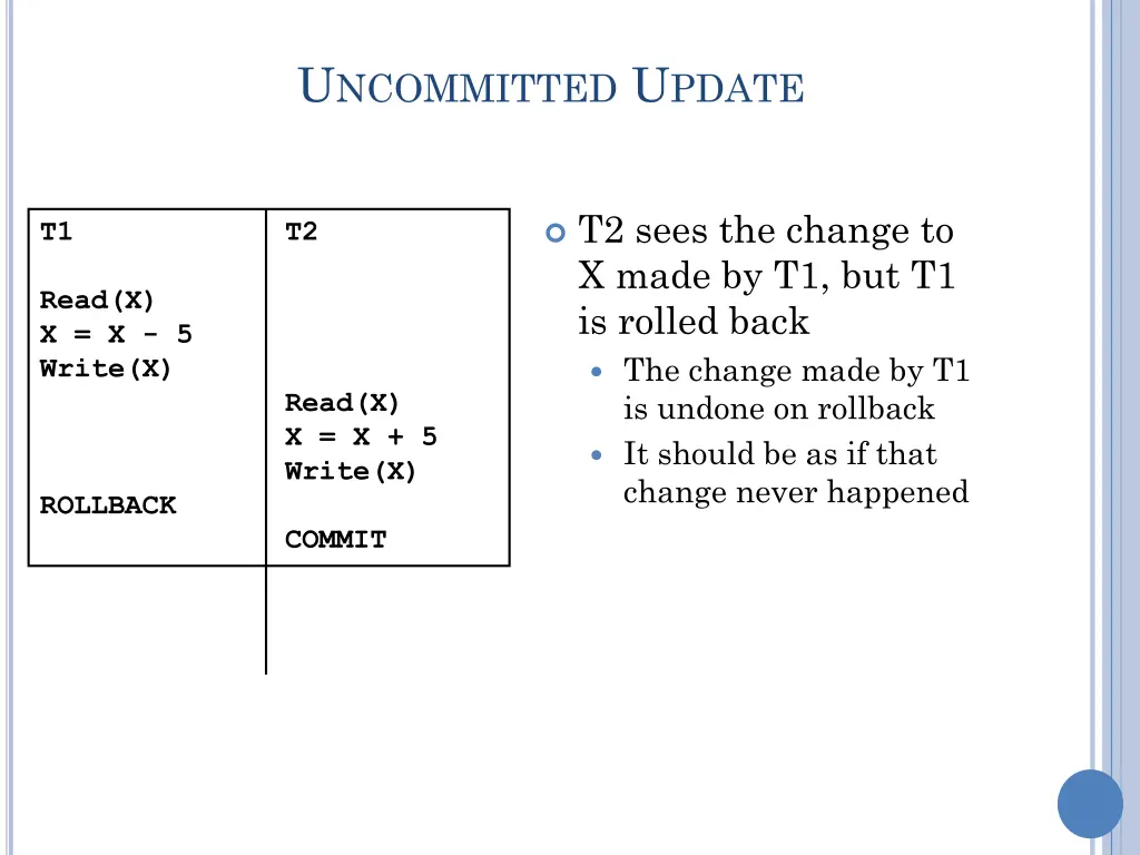 u ncommitted u pdate