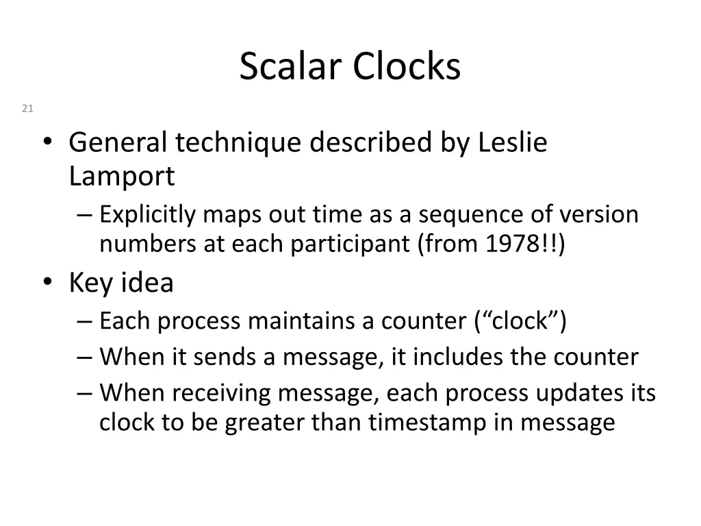scalar clocks