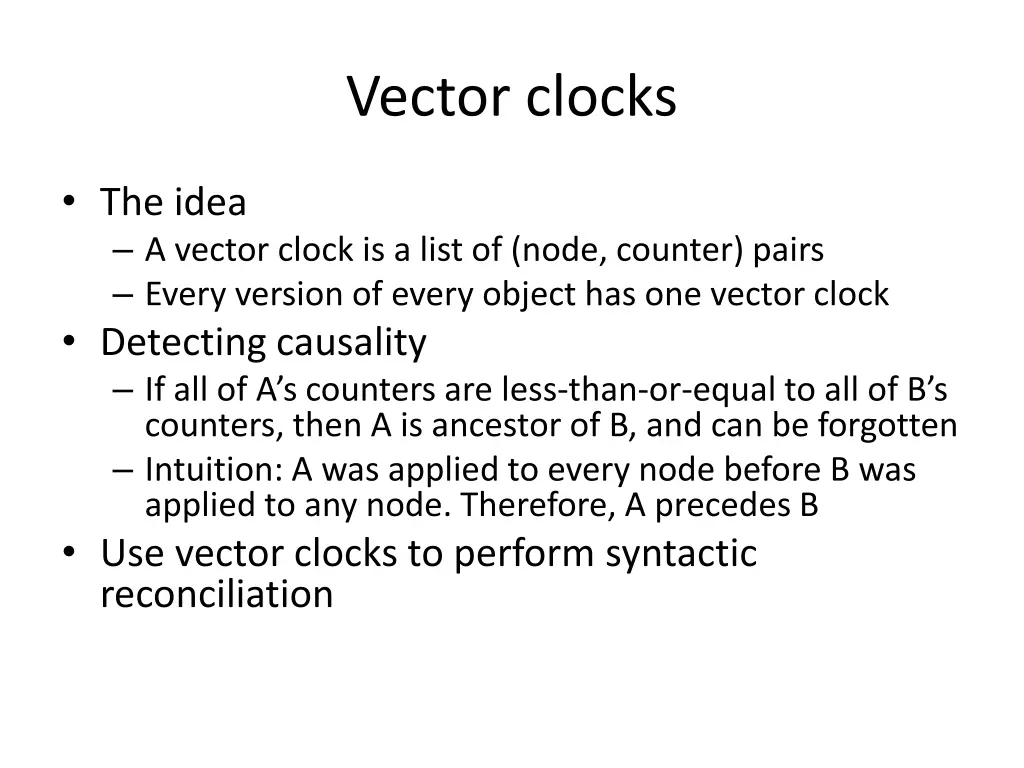 vector clocks