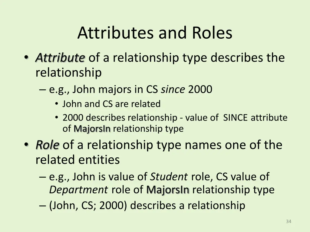 attributes and roles attribute of a relationship