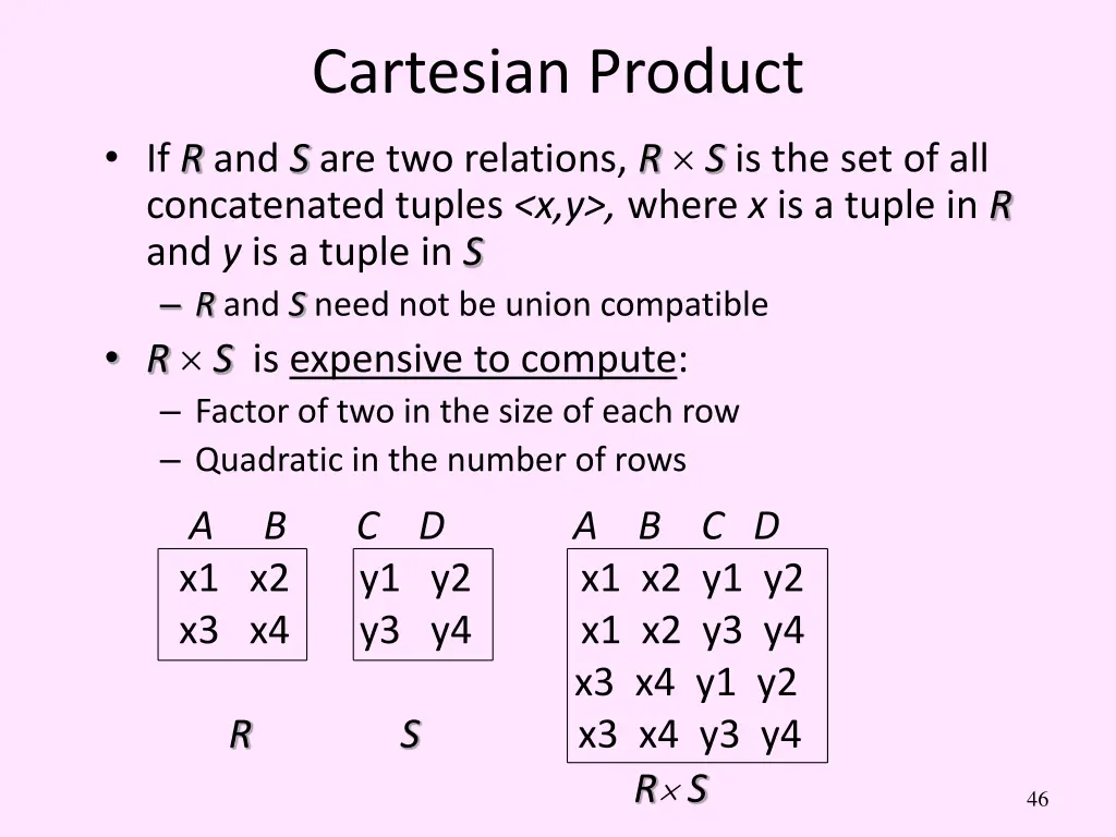 cartesian product if r and s are two relations
