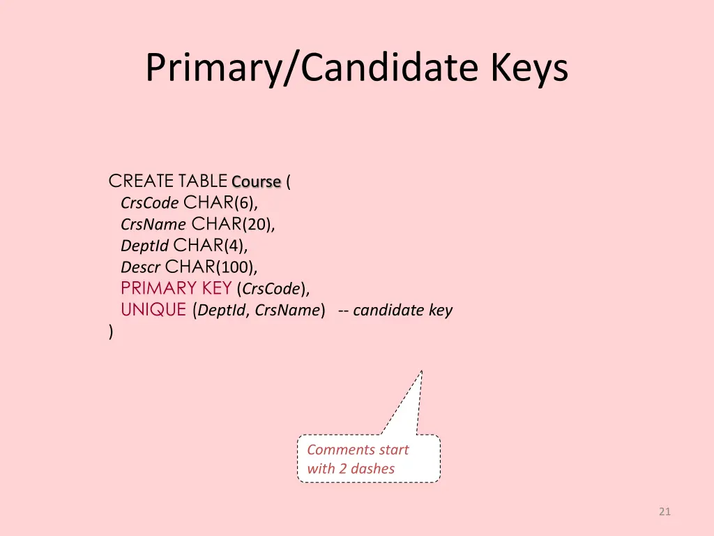 primary candidate keys