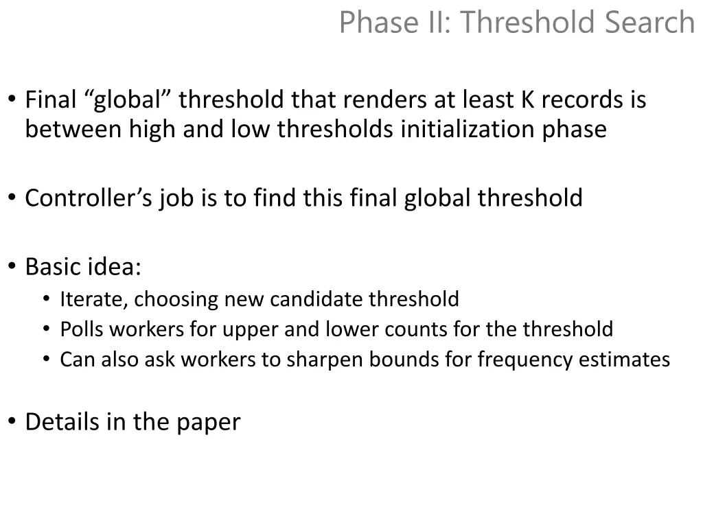 phase ii threshold search