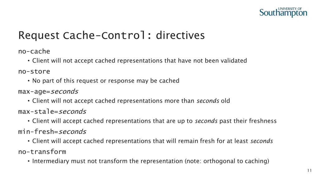 request cache control directives