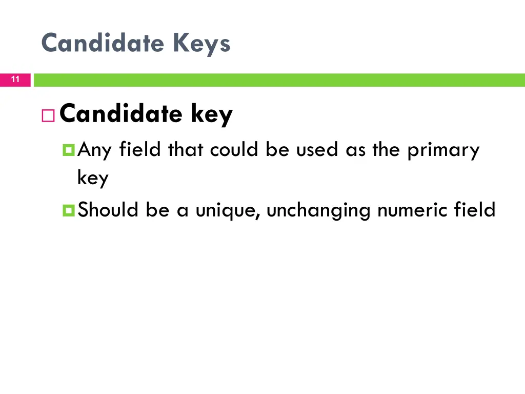candidate keys
