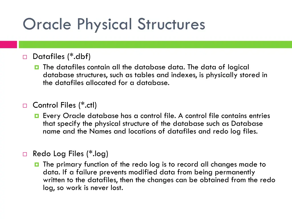 oracle physical structures