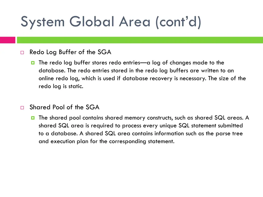 system global area cont d