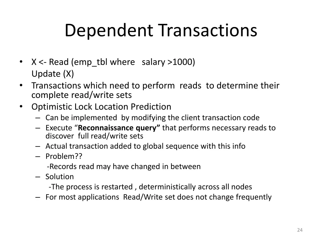 dependent transactions
