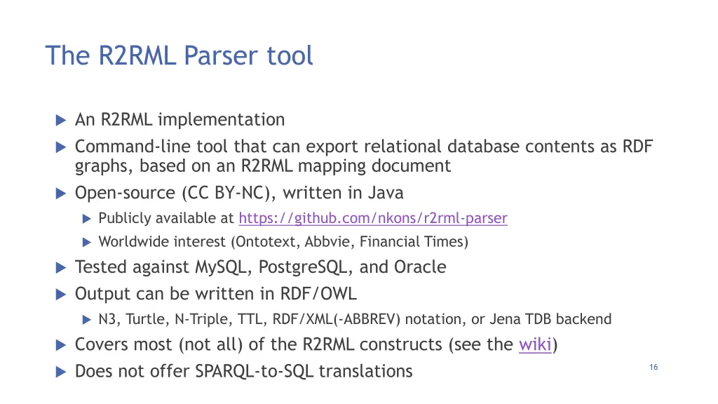 the r2rml parser tool