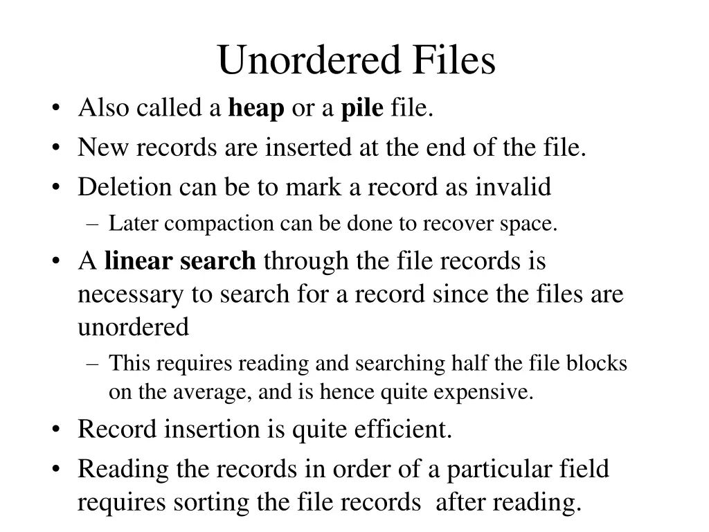 unordered files