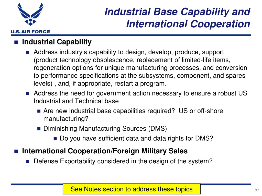 industrial base capability and international