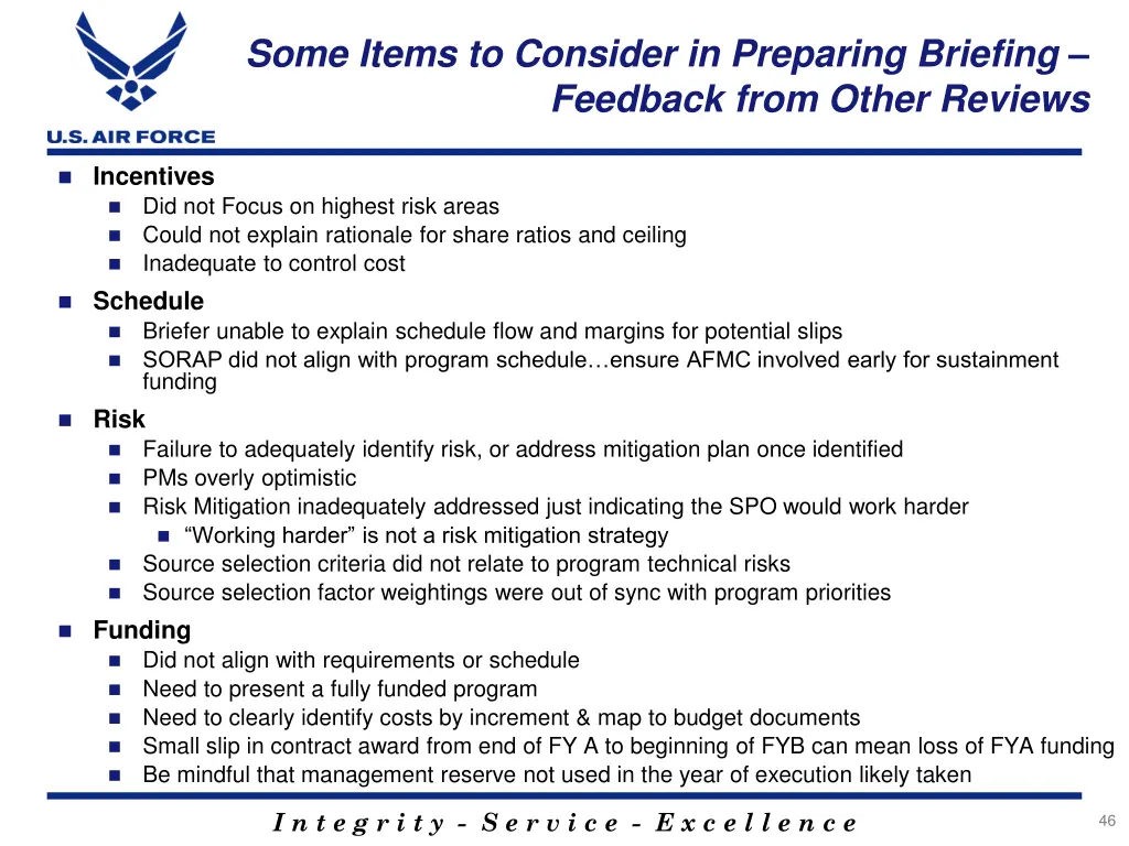 some items to consider in preparing briefing