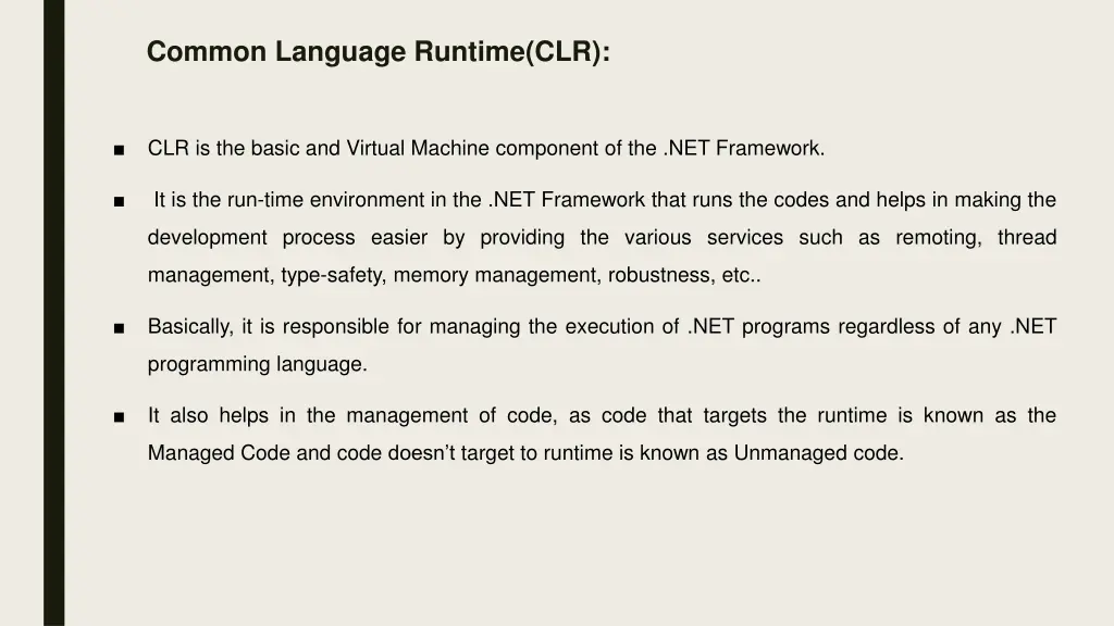 common language runtime clr