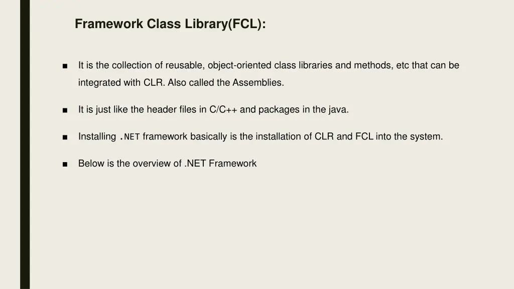 framework class library fcl