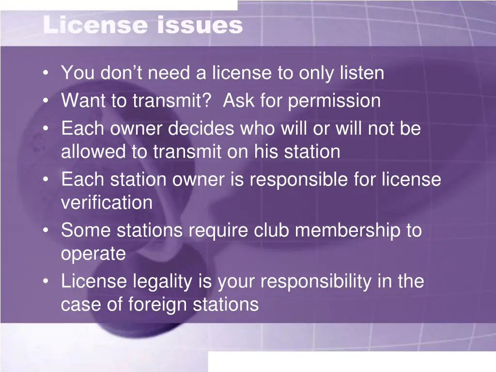 license issues 2