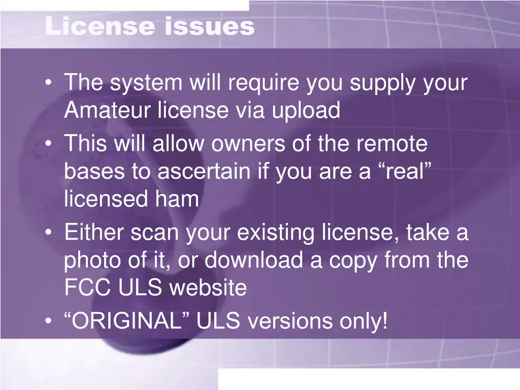 license issues