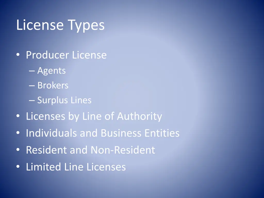 license types