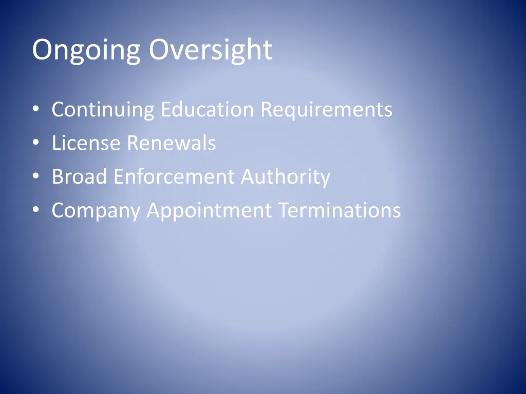 ongoing oversight