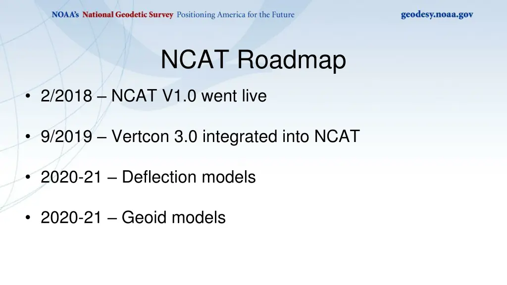 ncat roadmap