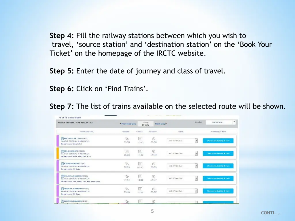 step 4 fill the railway stations between which