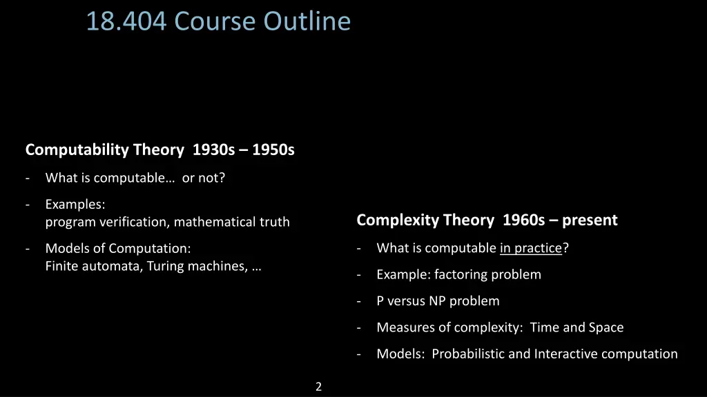 18 404 course outline