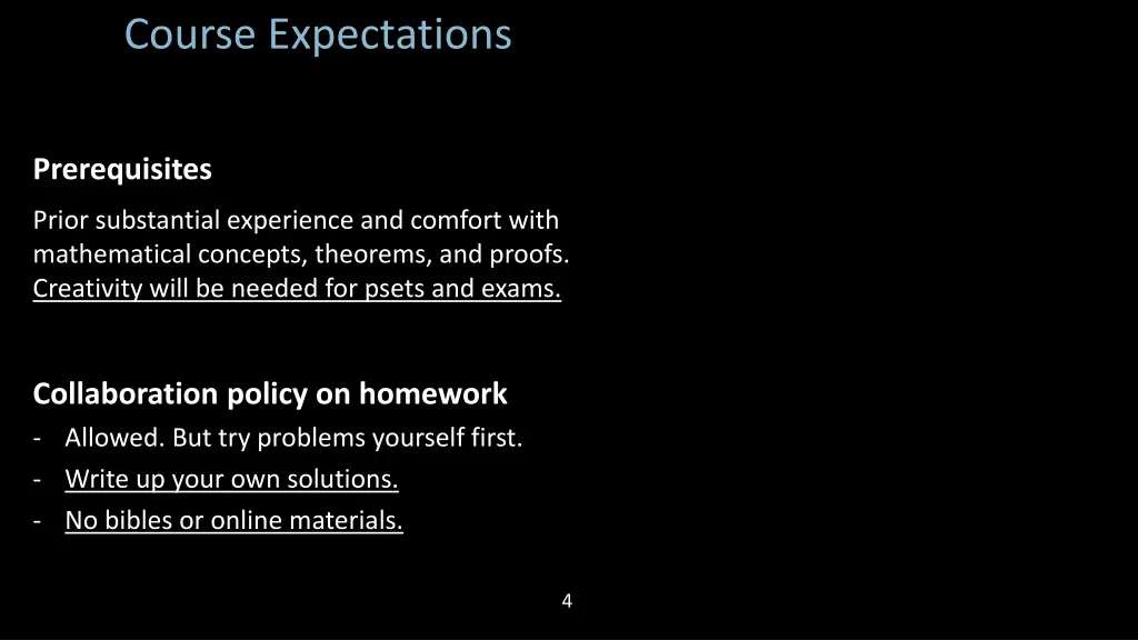 course expectations