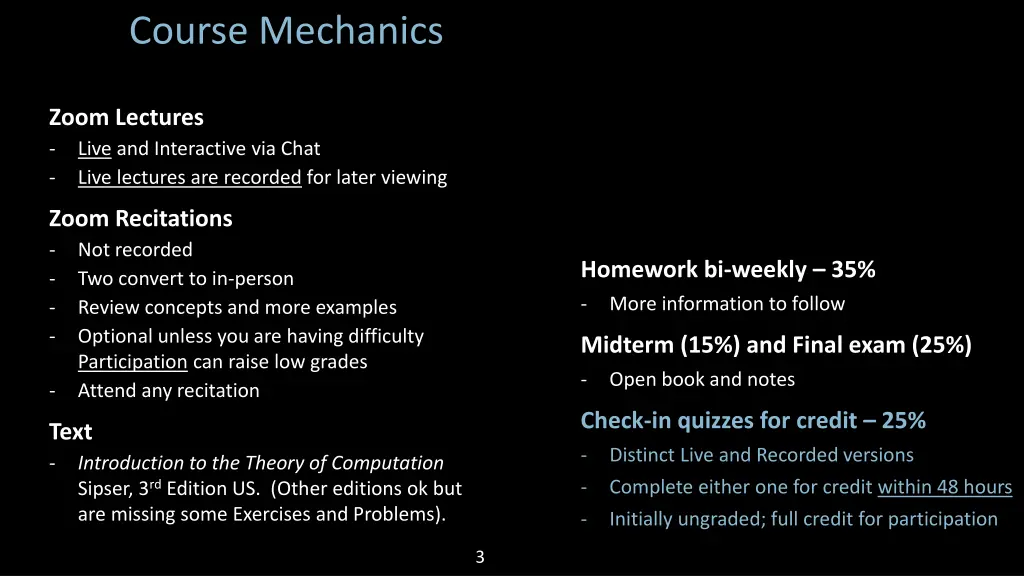course mechanics