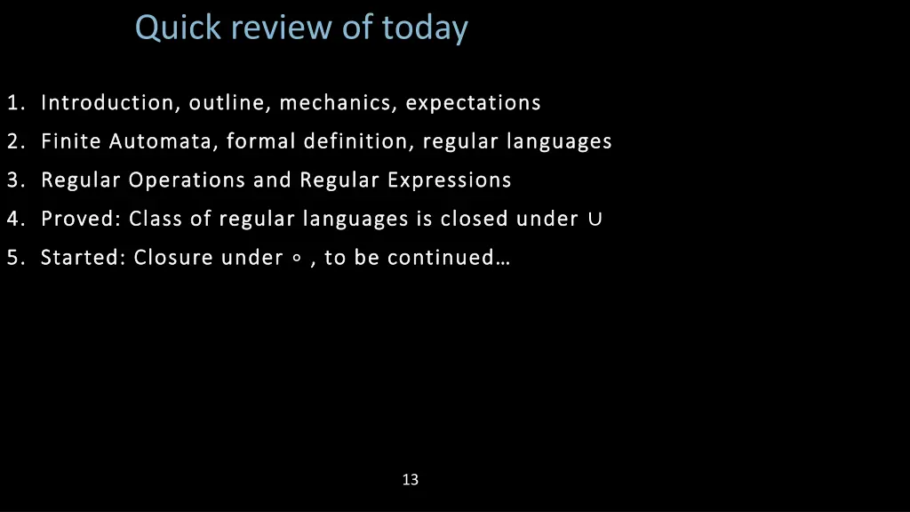 quick review of today
