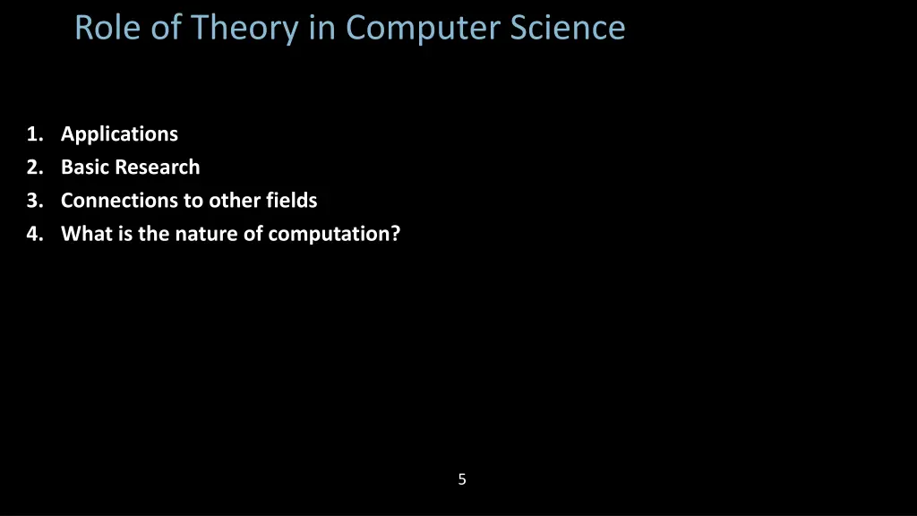 role of theory in computer science