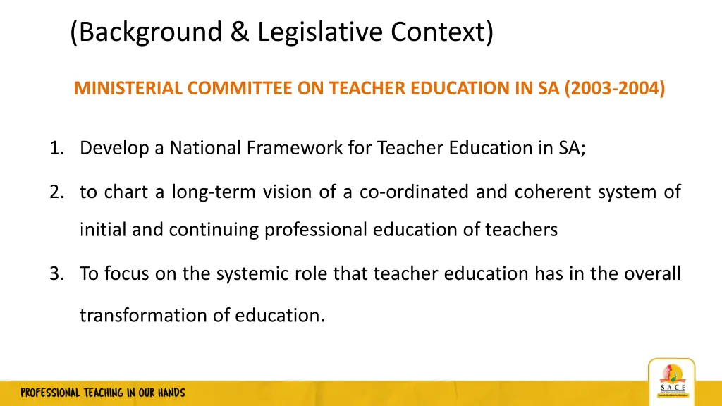 background legislative context