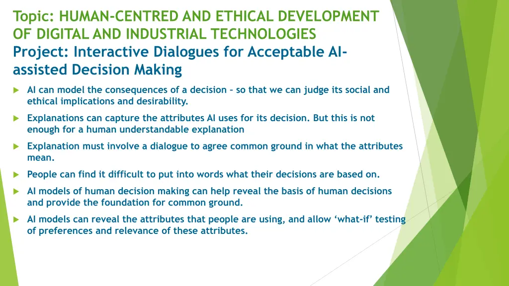 topic human centred and ethical development