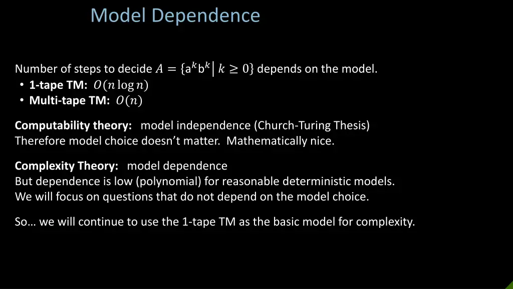 model dependence