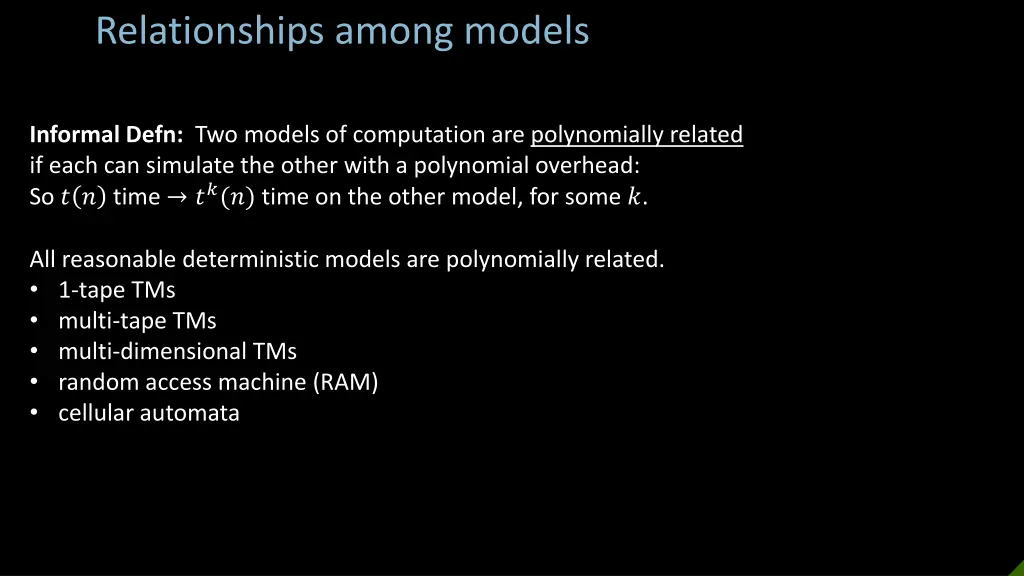 relationships among models