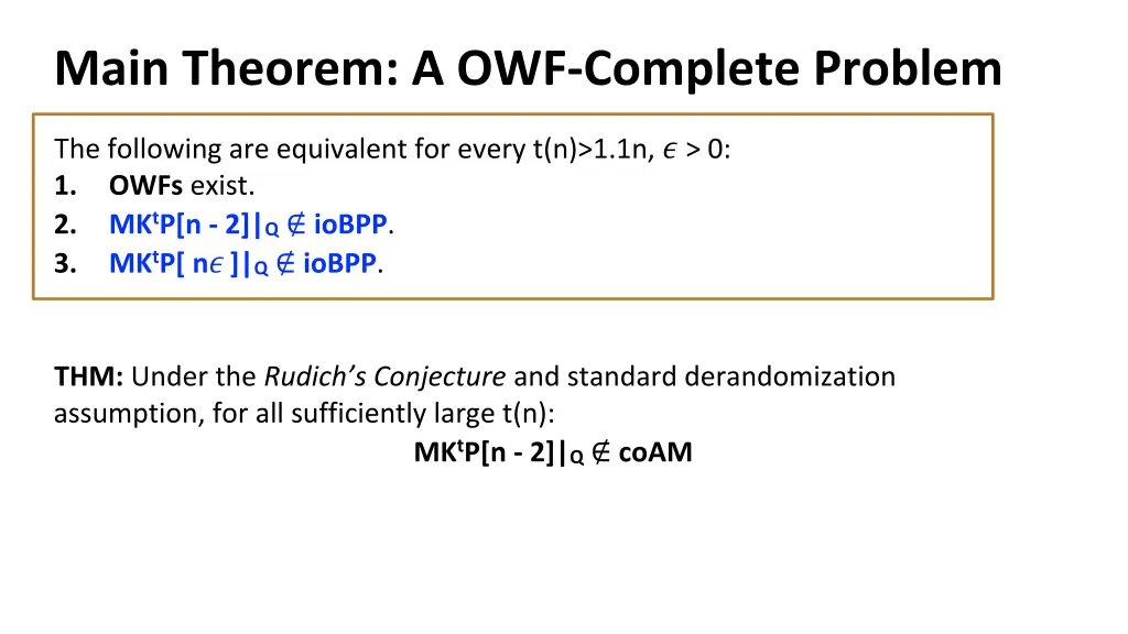 main theorem a owf complete problem 1