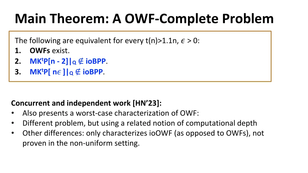 main theorem a owf complete problem 2