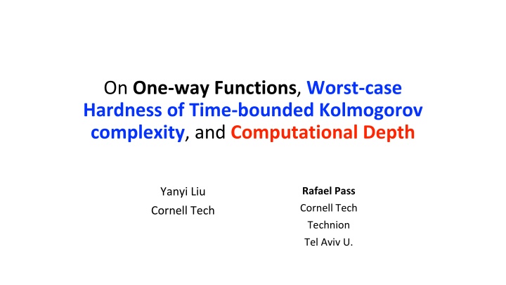on one way functions worst case hardness of time