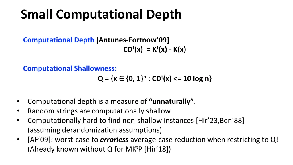 small computational depth