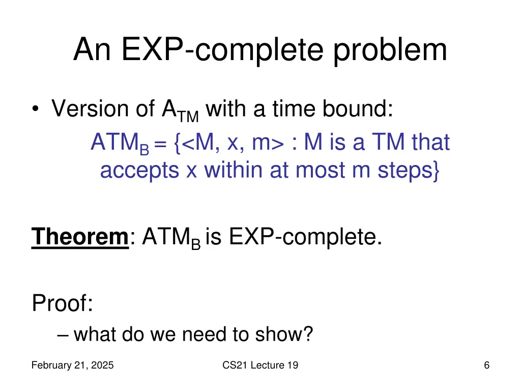 an exp complete problem