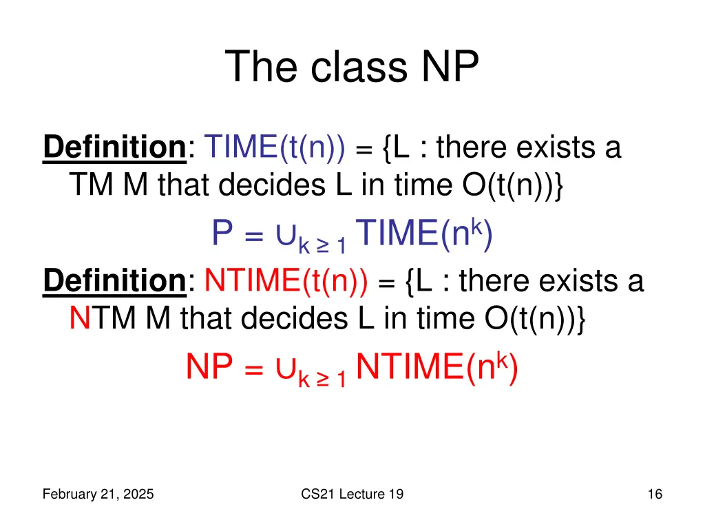 the class np