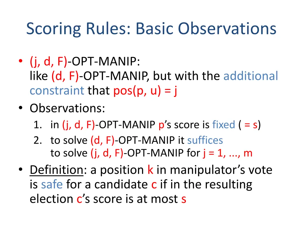 scoring rules basic observations