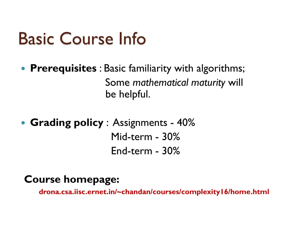 basic course info 1