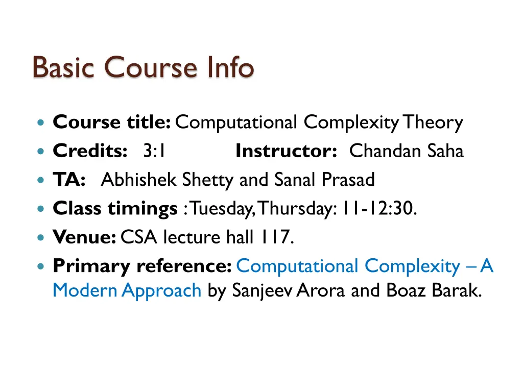 basic course info