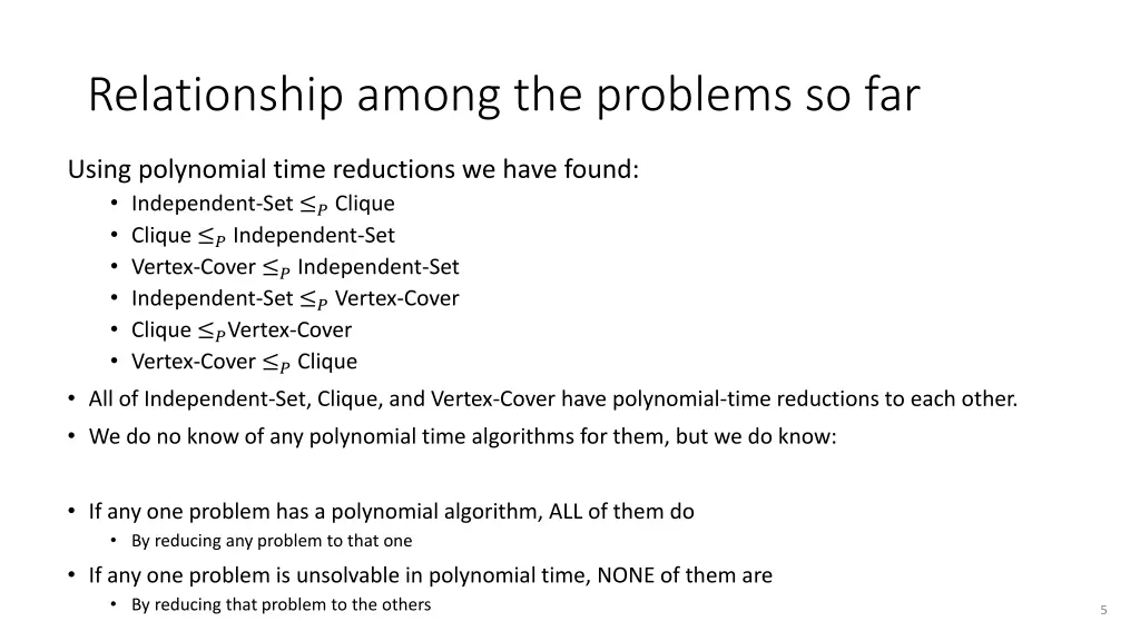 relationship among the problems so far