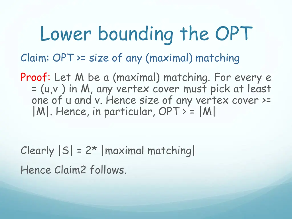 lower bounding the opt claim opt size