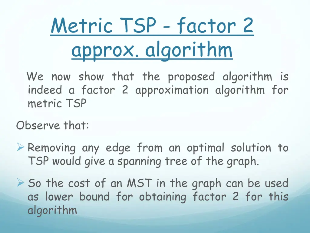 metric tsp factor 2 approx algorithm 1