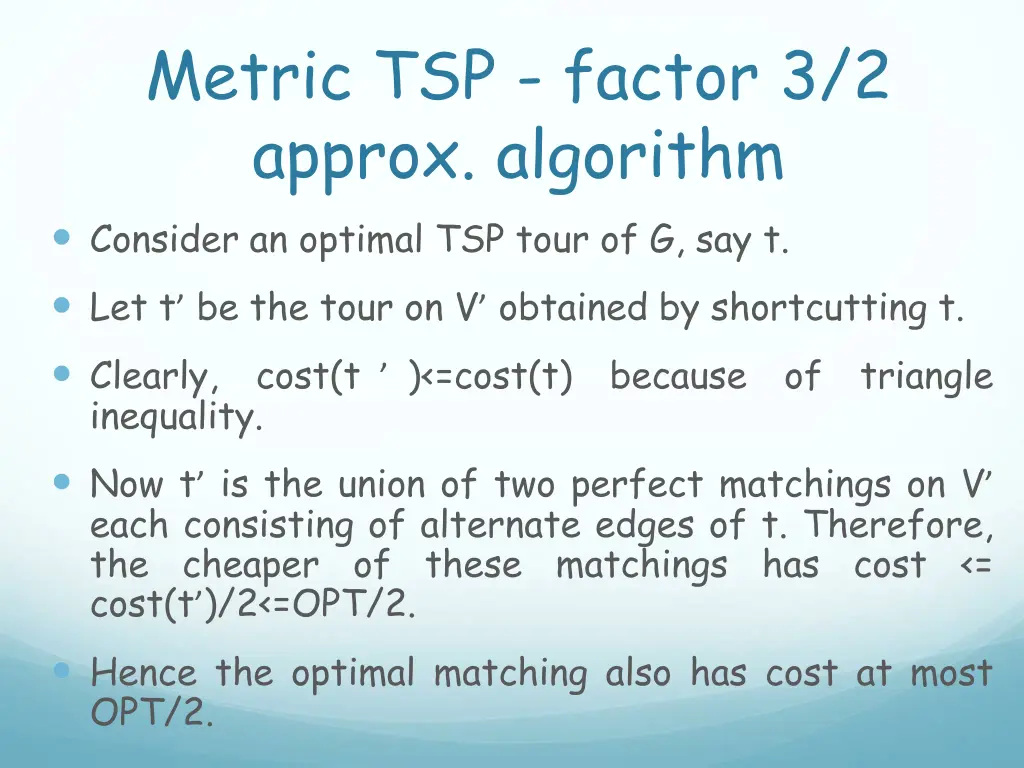 metric tsp factor 3 2 approx algorithm