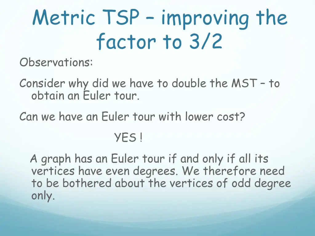 metric tsp improving the factor
